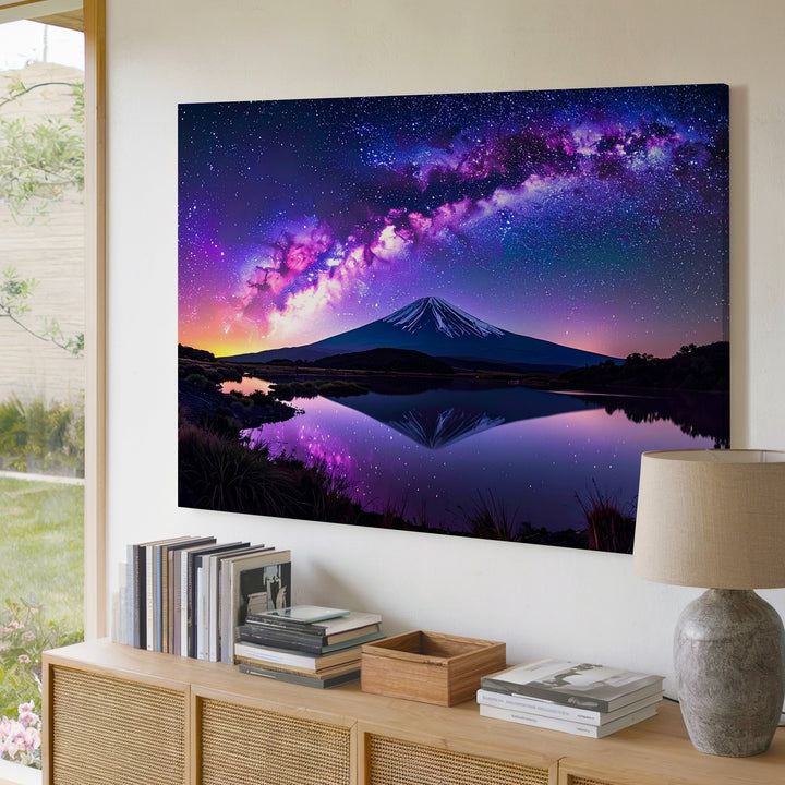 Milky Way Reflection Canvas – Astrophotography Landscape with Cosmic Beauty - Gifitto