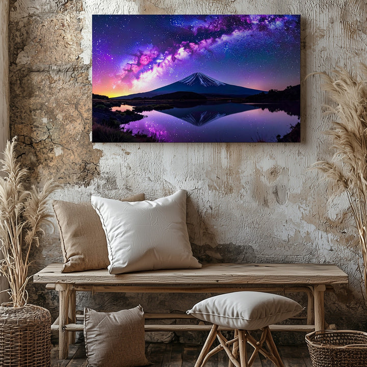 Milky Way Reflection Canvas – Astrophotography Landscape with Cosmic Beauty - Gifitto