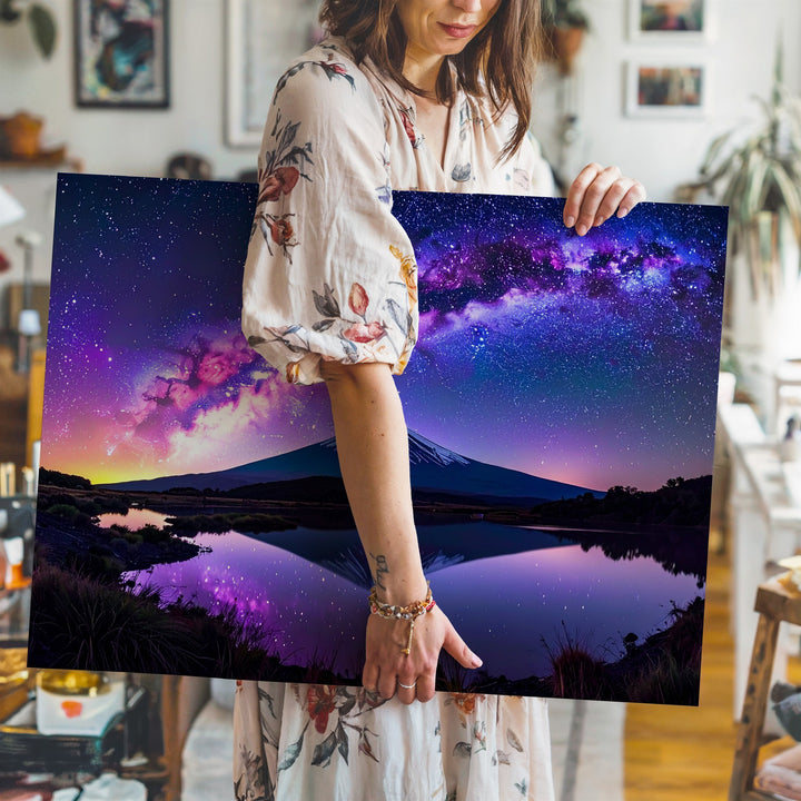 Milky Way Reflection Canvas – Astrophotography Landscape with Cosmic Beauty - Gifitto