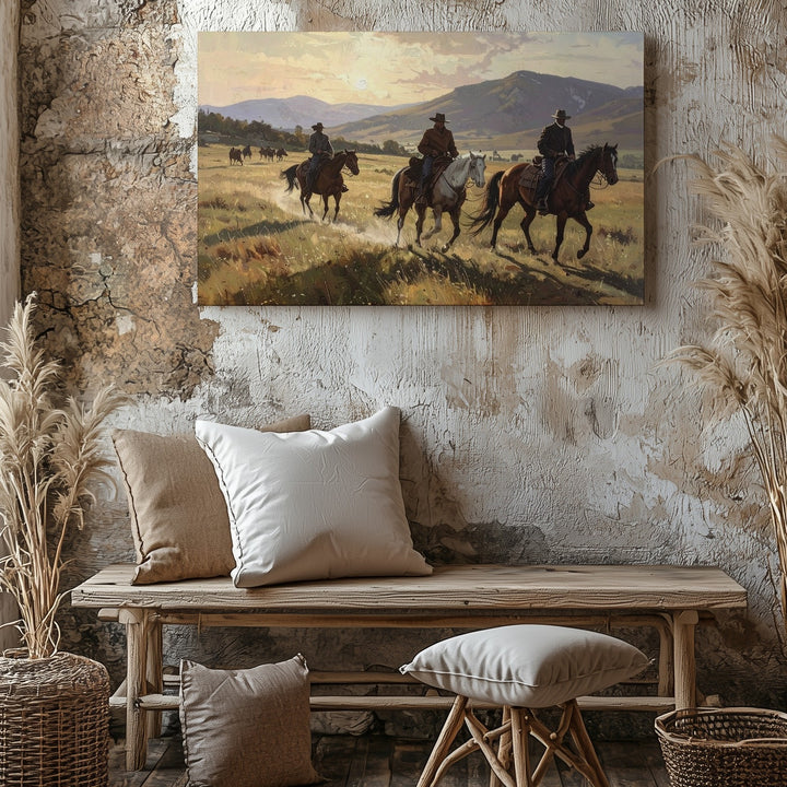 Rural Cowboy Ride Canvas – Peaceful Western Landscape Art - Gifitto