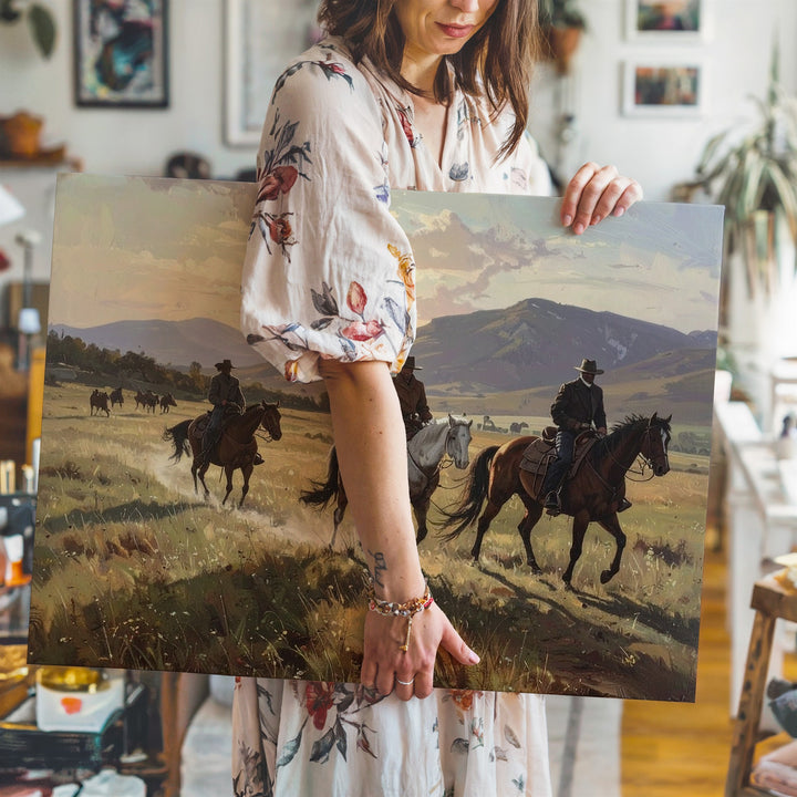 Rural Cowboy Ride Canvas – Peaceful Western Landscape Art - Gifitto