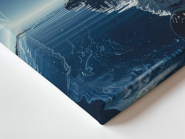 Astronaut Reflection Canvas – Serene Alien Landscape with Calm Waters - Gifitto
