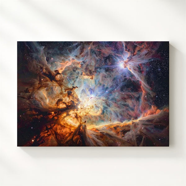 Chaotic Nebula Canvas – Golden Dust and Stellar Light in Turbulent Space - Gifitto
