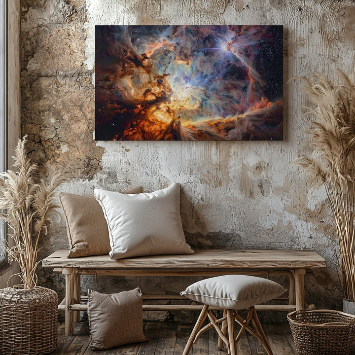 Chaotic Nebula Canvas – Golden Dust and Stellar Light in Turbulent Space - Gifitto