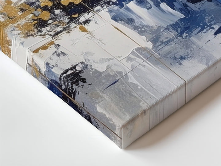 Urban Reflection Canvas – Modern Abstract Cityscape in Navy, Gray & Mustard - Gifitto