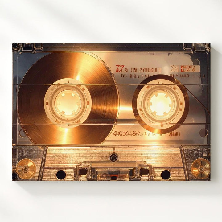 Glowing Mixtape Canvas – Retro Cassette Tape with Warm Vintage Light - Gifitto