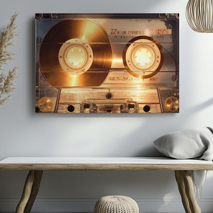 Glowing Mixtape Canvas – Retro Cassette Tape with Warm Vintage Light - Gifitto