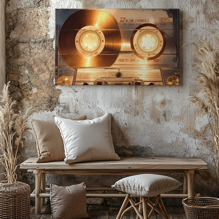 Glowing Mixtape Canvas – Retro Cassette Tape with Warm Vintage Light - Gifitto