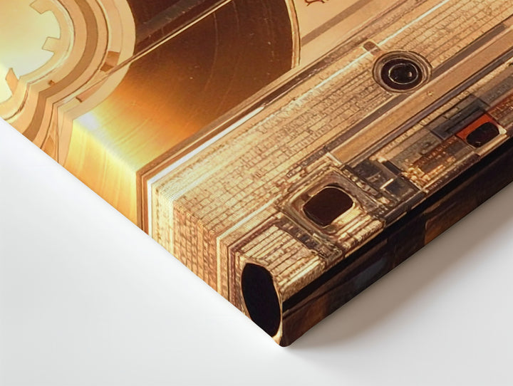Glowing Mixtape Canvas – Retro Cassette Tape with Warm Vintage Light - Gifitto