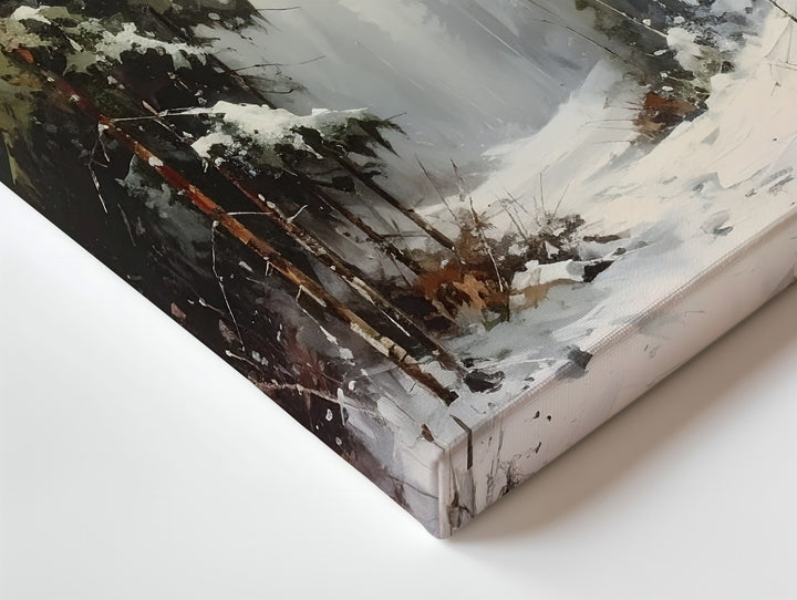 Serene Winter Pine Forest Canvas – Misty Snow Landscape Art - Gifitto