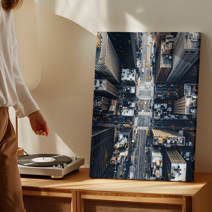 Aerial City Grid Canvas – Abstract New York City High-Rise Perspective - Gifitto