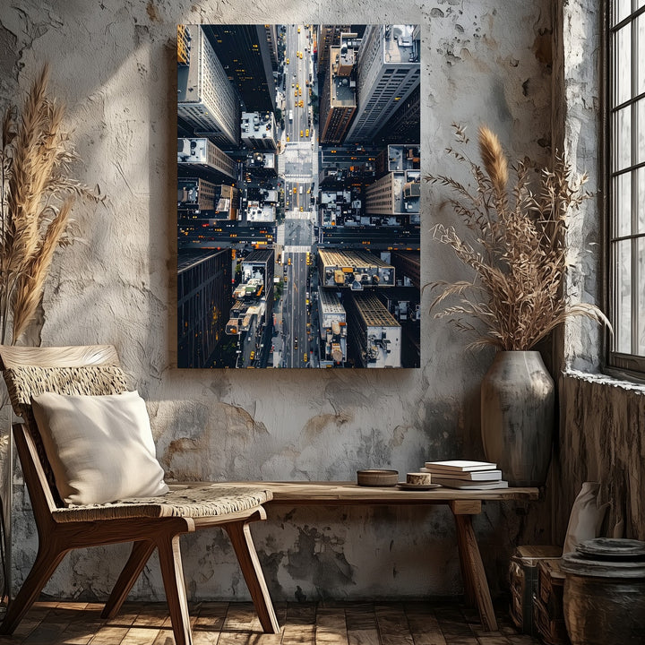 Aerial City Grid Canvas – Abstract New York City High-Rise Perspective - Gifitto