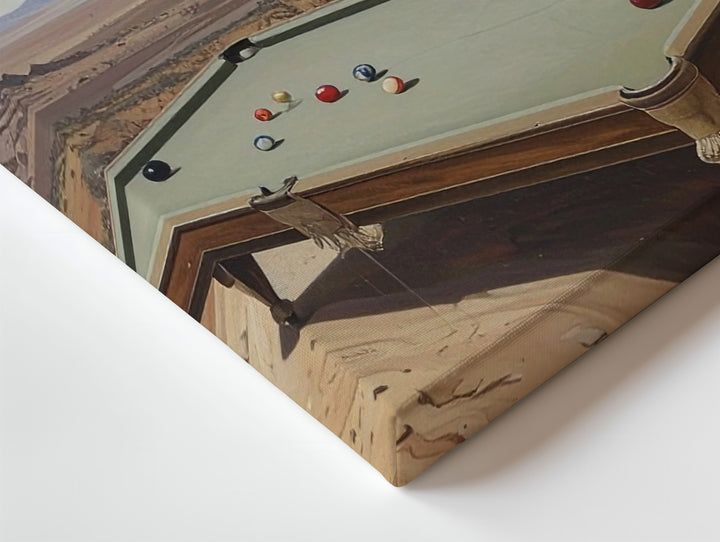 Surreal Desert with Floating Pool Table Canvas – Dreamlike Scene with Giant 8-Ball - Gifitto