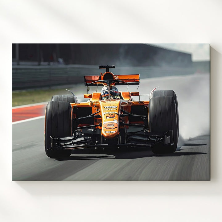 McLaren F1 Racing Canvas – High-Speed Orange & Black Motorsport Art - Gifitto