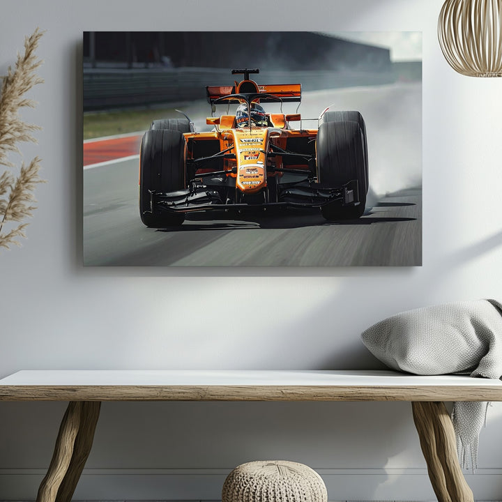 McLaren F1 Racing Canvas – High-Speed Orange & Black Motorsport Art - Gifitto