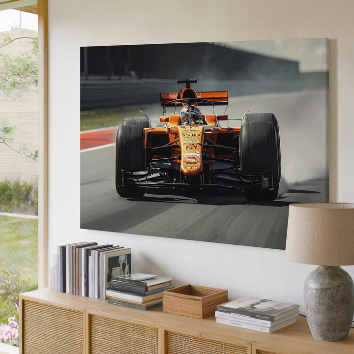 McLaren F1 Racing Canvas – High-Speed Orange & Black Motorsport Art - Gifitto