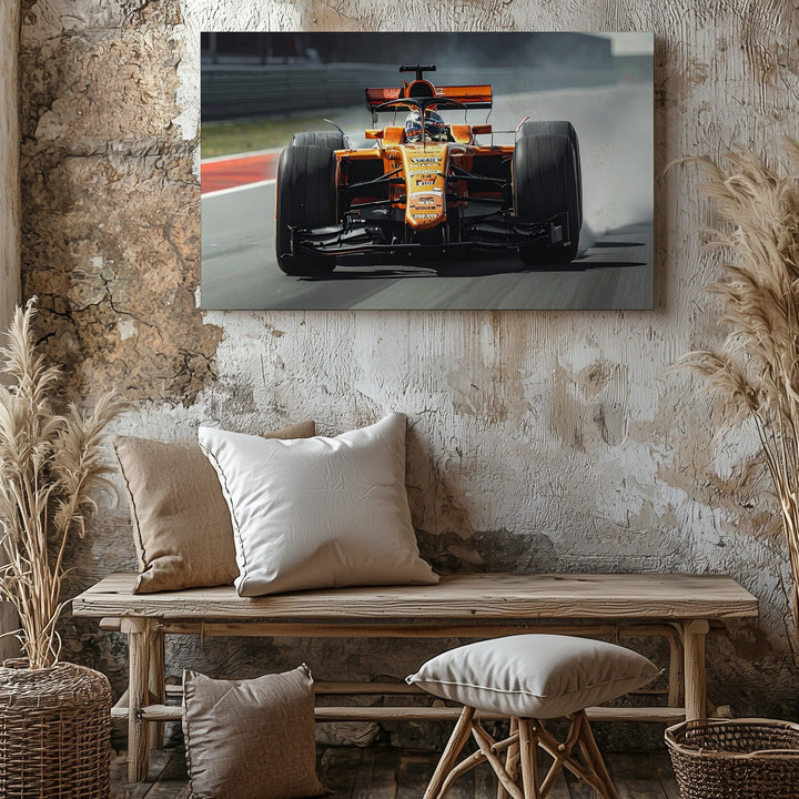 McLaren F1 Racing Canvas – High-Speed Orange & Black Motorsport Art - Gifitto