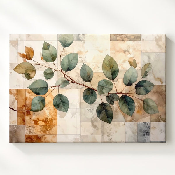 Minimalist Leafy Branch Canvas – Watercolor Botanical Art - Gifitto
