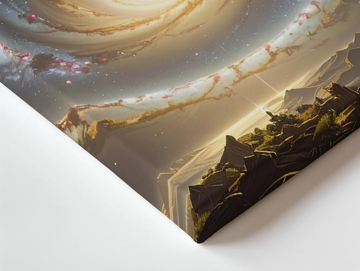 Symmetrical Spiral Galaxy Canvas – Face-On Cosmic Core with Halo Glow - Gifitto