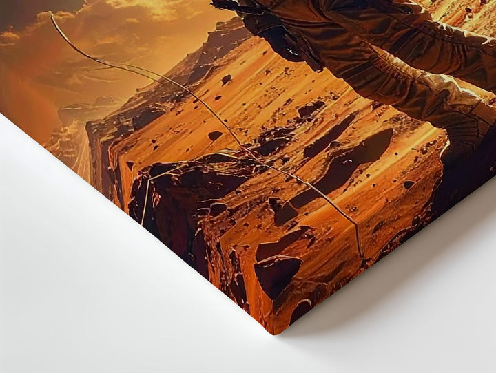 Astronaut Gazing at Glowing Moon Canvas – Alien Planet Landscape - Gifitto