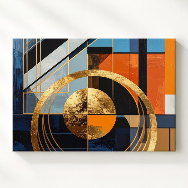 Golden Orbit Geometry Canvas – Bold Abstract Modern Wall Art - Gifitto