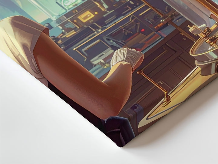 Futuristic Laboratory Canvas – Woman with Advanced Technology and Retro-Futuristic Charm - Gifitto