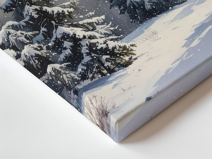 Tranquil Winter Forest Canvas – Snowfall Serenity in Evergreen Woods - Gifitto