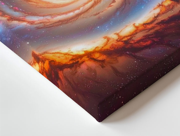 Infrared Spiral Galaxy Canvas – Orange & Blue Cosmic Motion Wall Art - Gifitto