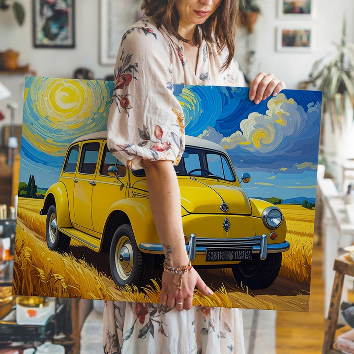 Van Gogh Inspired Renault 4CV Canvas – Whimsical Vintage Car Art - Gifitto