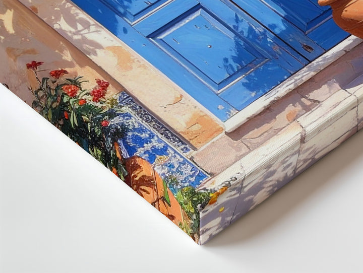Mediterranean Doorway Canvas – Vibrant Village Scene Art - Gifitto