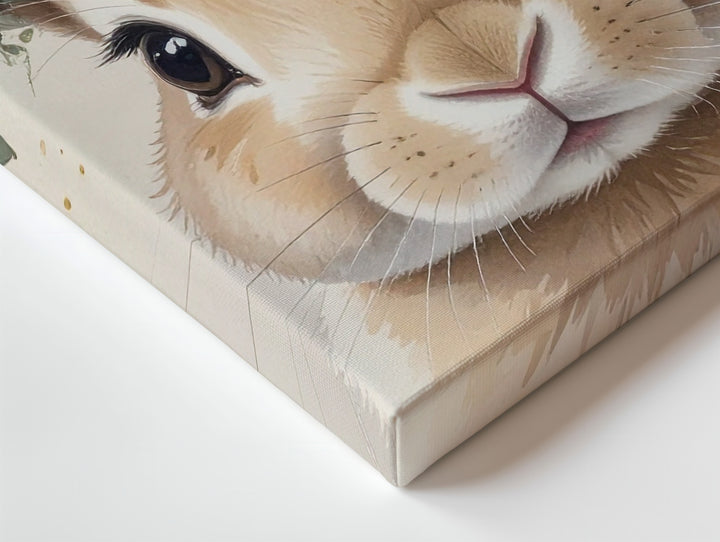 Baby Bunny with Floral Crown Canvas – Cute Whimsical Nature Art - Gifitto
