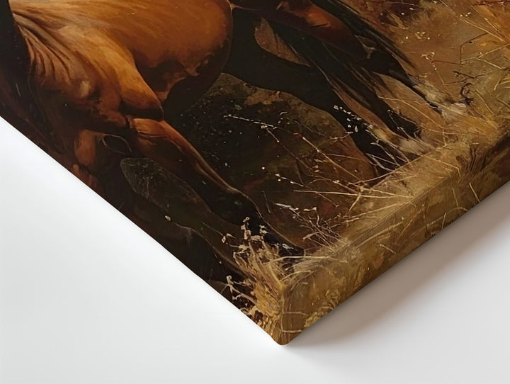 Solitary Brown Horse Canvas – Traditional Country Sunset Art - Gifitto