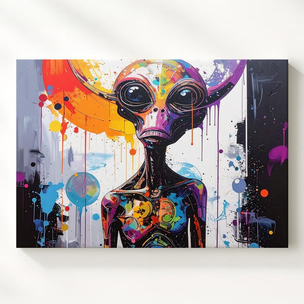 Abstract Alien Creature Canvas – Vibrant, Psychedelic Art with Melting Form - Gifitto