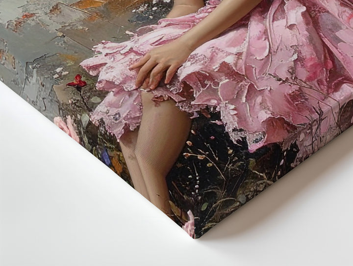 Fairy with Butterfly Wings Canvas – Delicate Fantasy Art of Blooming Roses - Gifitto