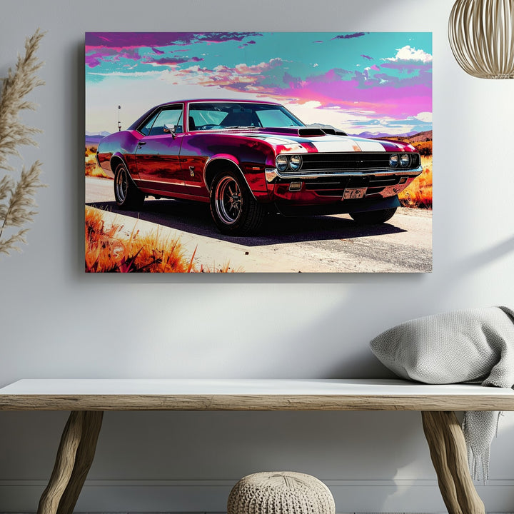 Psychedelic Chevrolet Chevelle SS Canvas – Retro-Futuristic Muscle Car Art - Gifitto