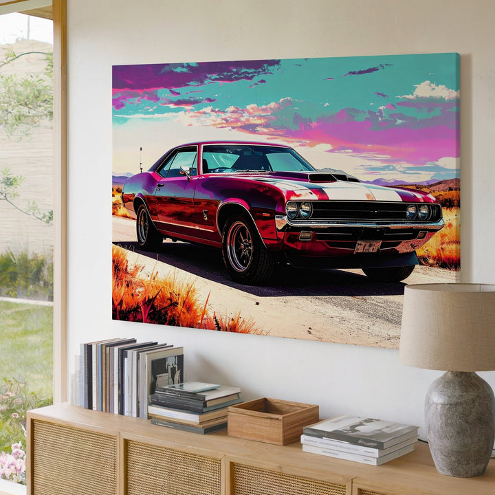 Psychedelic Chevrolet Chevelle SS Canvas – Retro-Futuristic Muscle Car Art - Gifitto