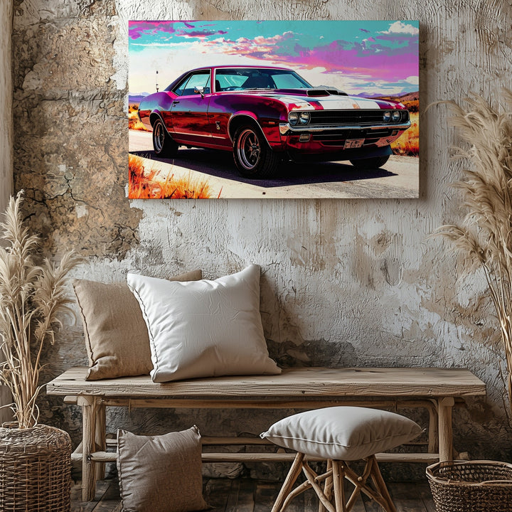 Psychedelic Chevrolet Chevelle SS Canvas – Retro-Futuristic Muscle Car Art - Gifitto