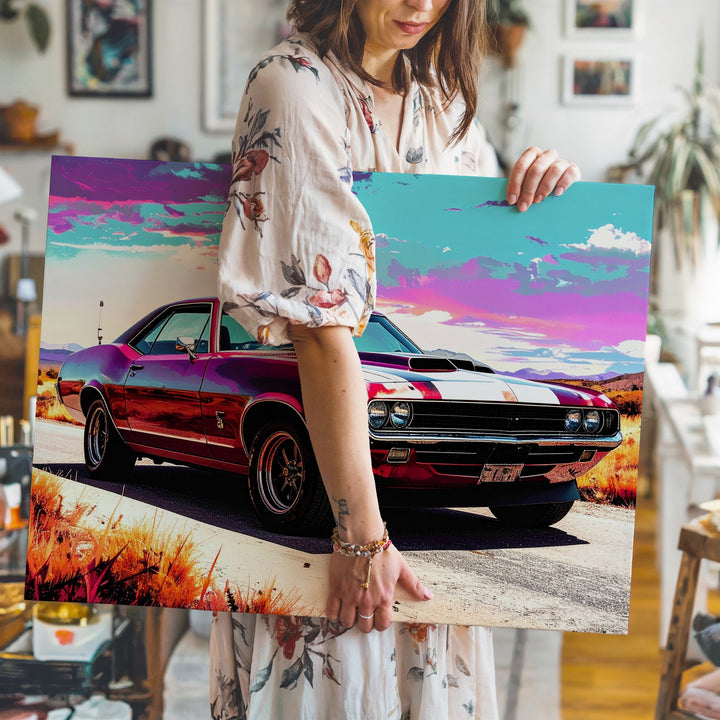Psychedelic Chevrolet Chevelle SS Canvas – Retro-Futuristic Muscle Car Art - Gifitto
