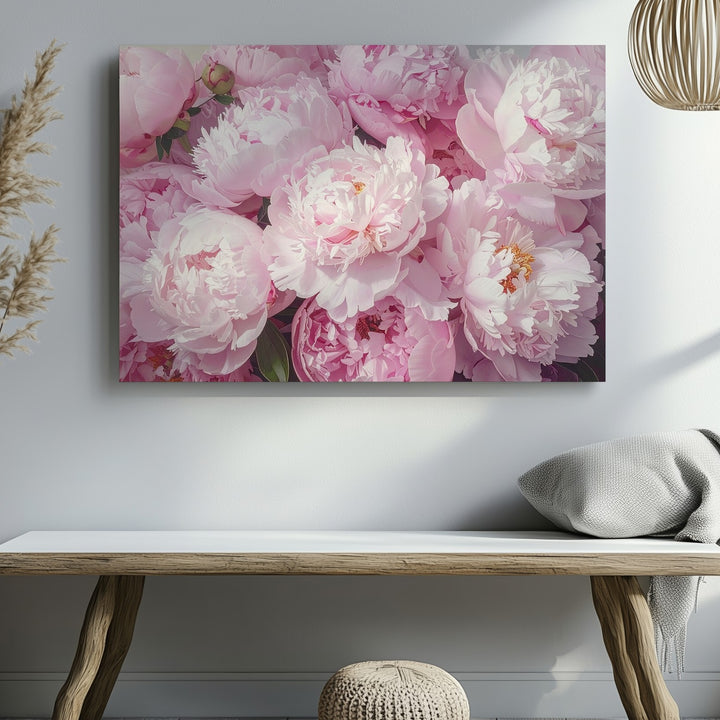 Pastel Pink Peonies Canvas – Soft-Focus Floral Photography Art - Gifitto