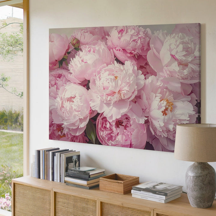 Pastel Pink Peonies Canvas – Soft-Focus Floral Photography Art - Gifitto