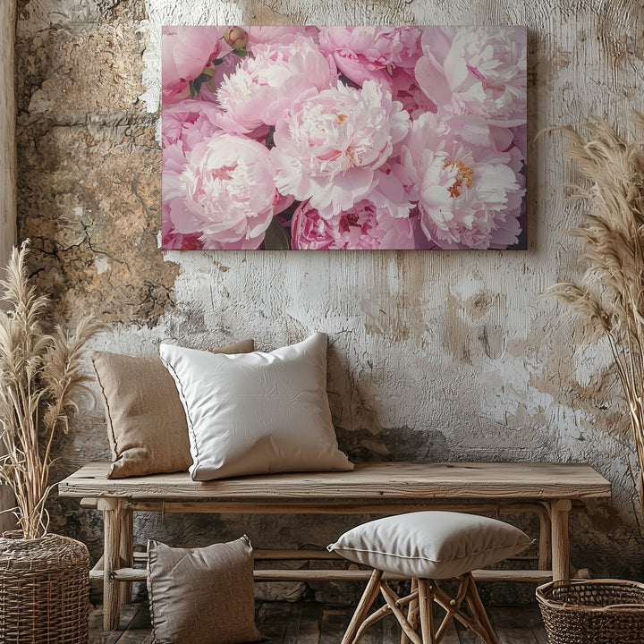 Pastel Pink Peonies Canvas – Soft-Focus Floral Photography Art - Gifitto