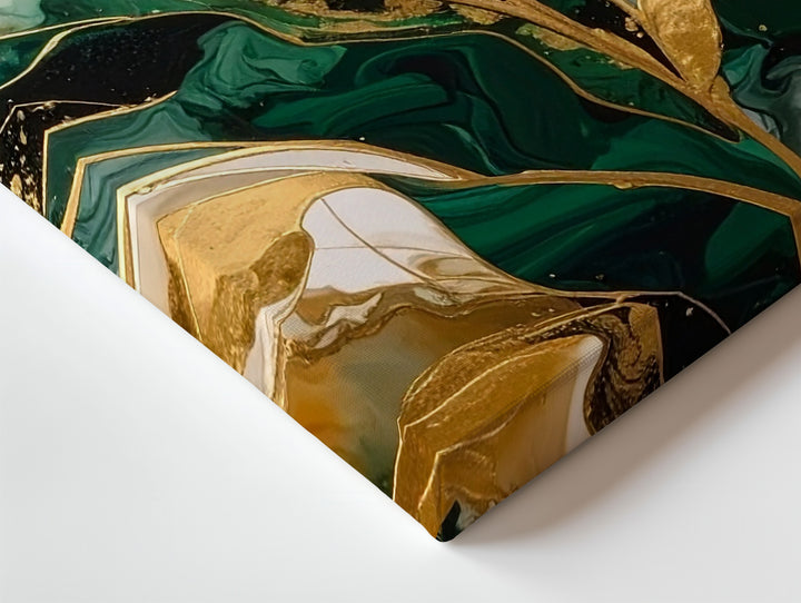 Emerald Gold Flow Canvas – Luxurious Marbled Abstract Wall Art - Gifitto