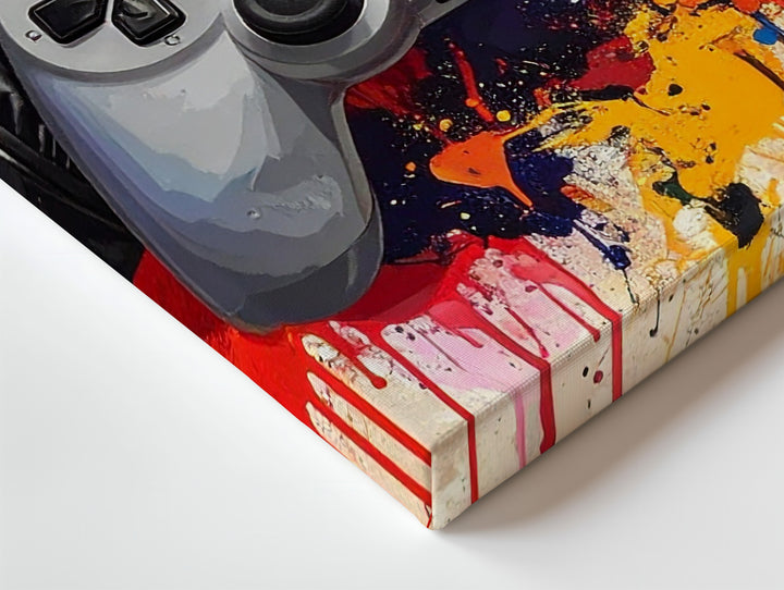 Color Splash Gamer Canvas – Headset & Controller Wall Art with Vibrant Background - Gifitto