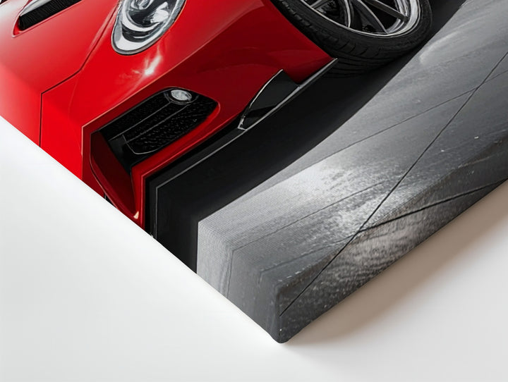 Red Porsche 911 Canvas – Minimalist Showroom Style Supercar Wall Art - Gifitto