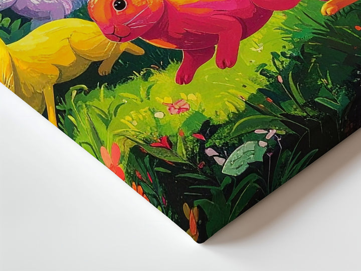 Whimsical Bunny Forest Canvas – Playful Spring Wall Art - Gifitto