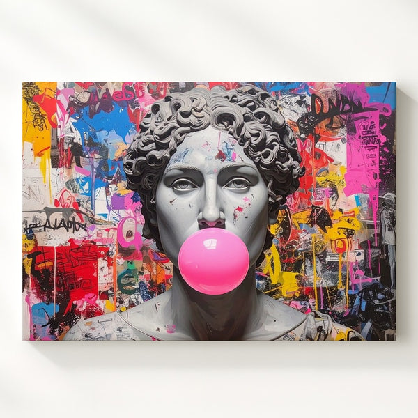 Bubble Gum Bust Canvas – Graffiti Pop Art Meets Classical Sculpture - Gifitto