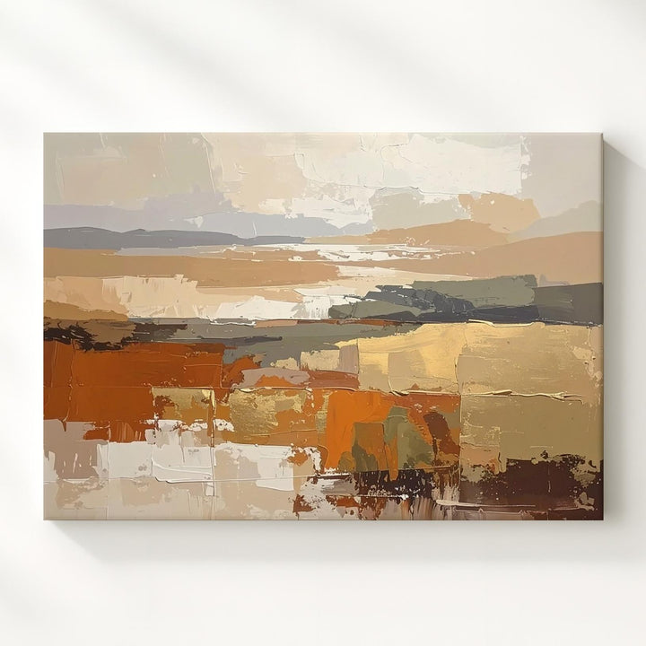 Dusk Harmony Abstract Canvas – Earth Tone Rustic Landscape Art - Gifitto