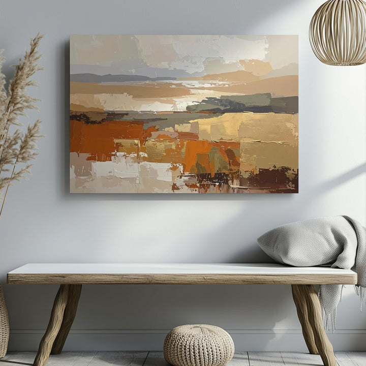 Dusk Harmony Abstract Canvas – Earth Tone Rustic Landscape Art - Gifitto
