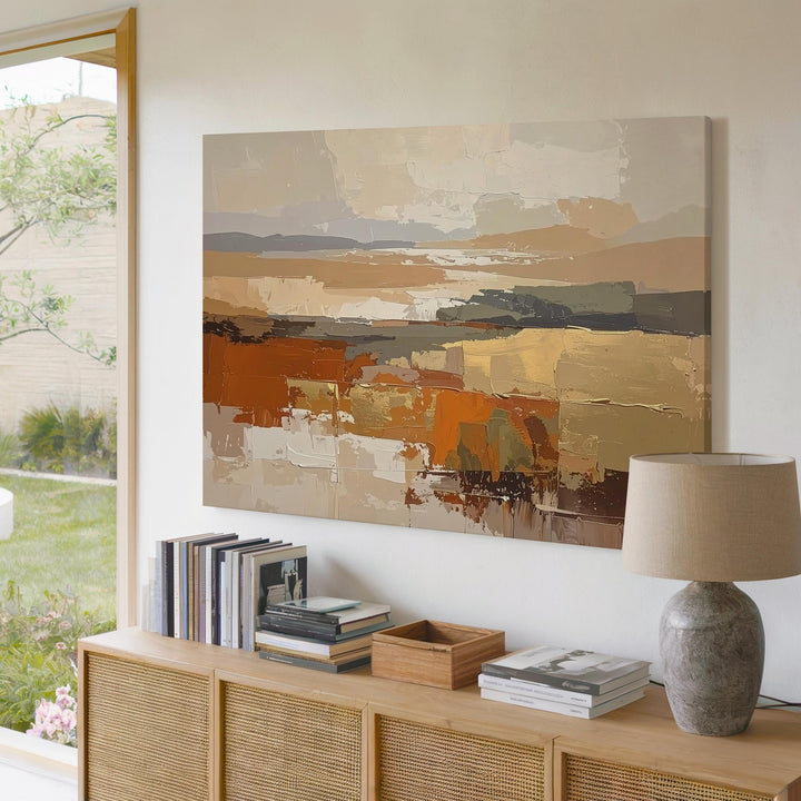 Dusk Harmony Abstract Canvas – Earth Tone Rustic Landscape Art - Gifitto
