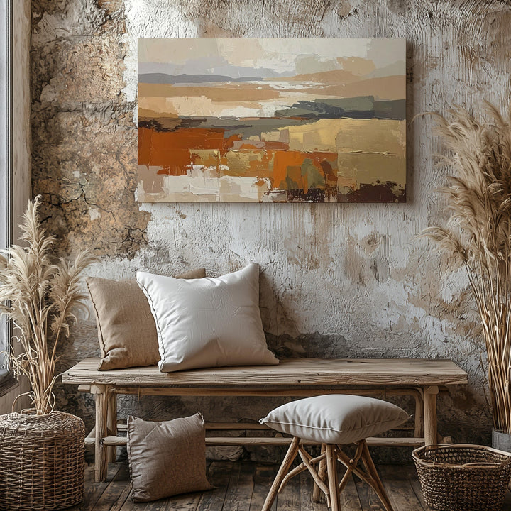 Dusk Harmony Abstract Canvas – Earth Tone Rustic Landscape Art - Gifitto